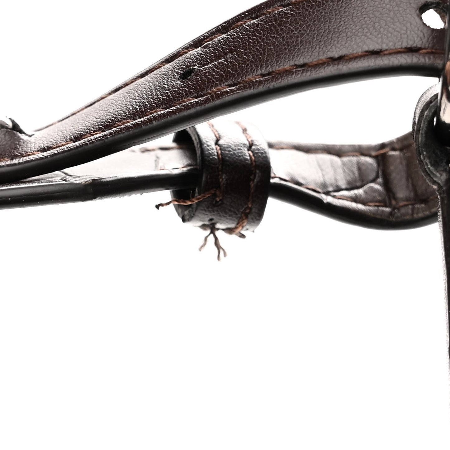 Crocodile Embossed Studded Logo Mini Crossbody Mahogany