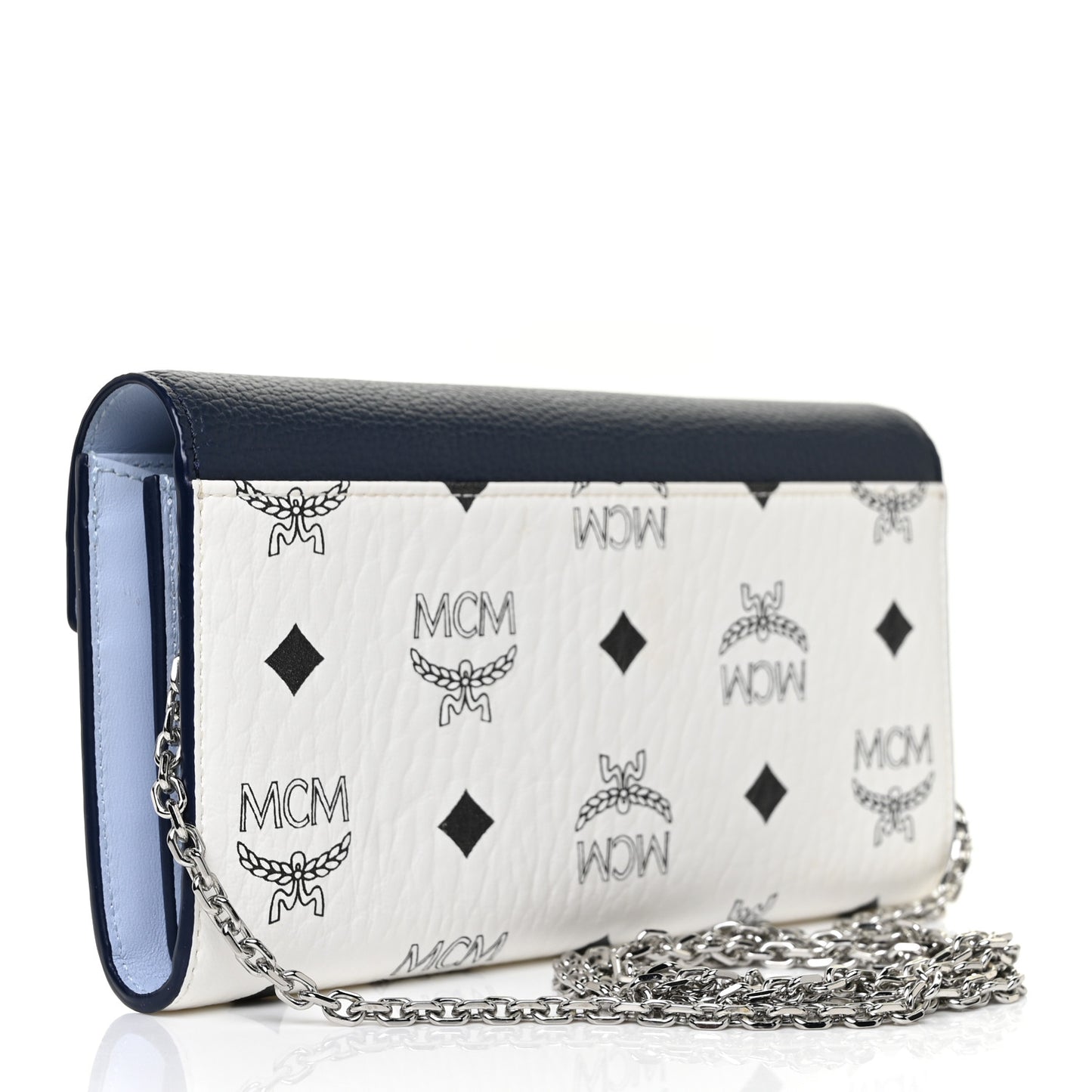 Calfskin Visetos Monogram Millie Color Block Crossbody Bag White Mood Indigo