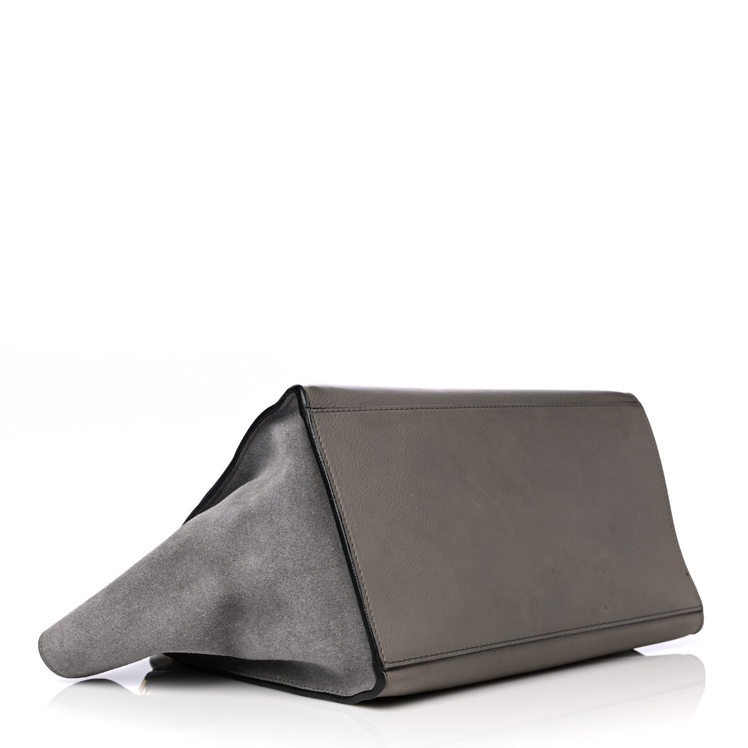 Celine Drummed Calfskin Suede Medium Trapeze Almond 3 of 14