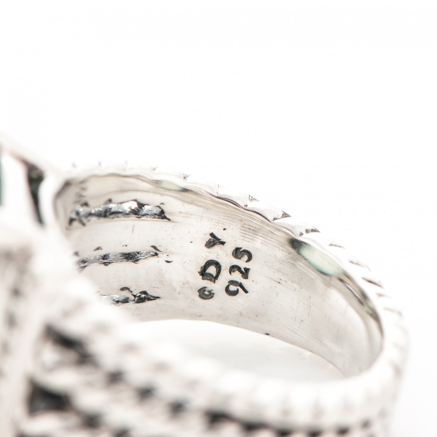 David Yurman Sterling Silver Diamond Chalcedony 16mm Wheaton Ring 54 7 5 of 5