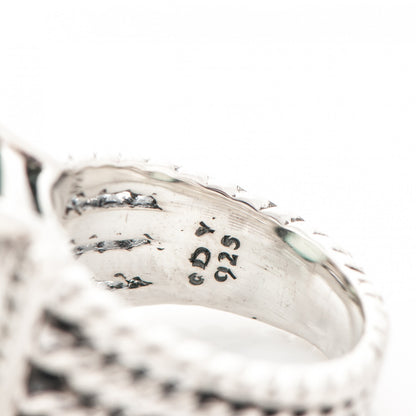 David Yurman Sterling Silver Diamond Chalcedony 16mm Wheaton Ring 54 7 5 of 5