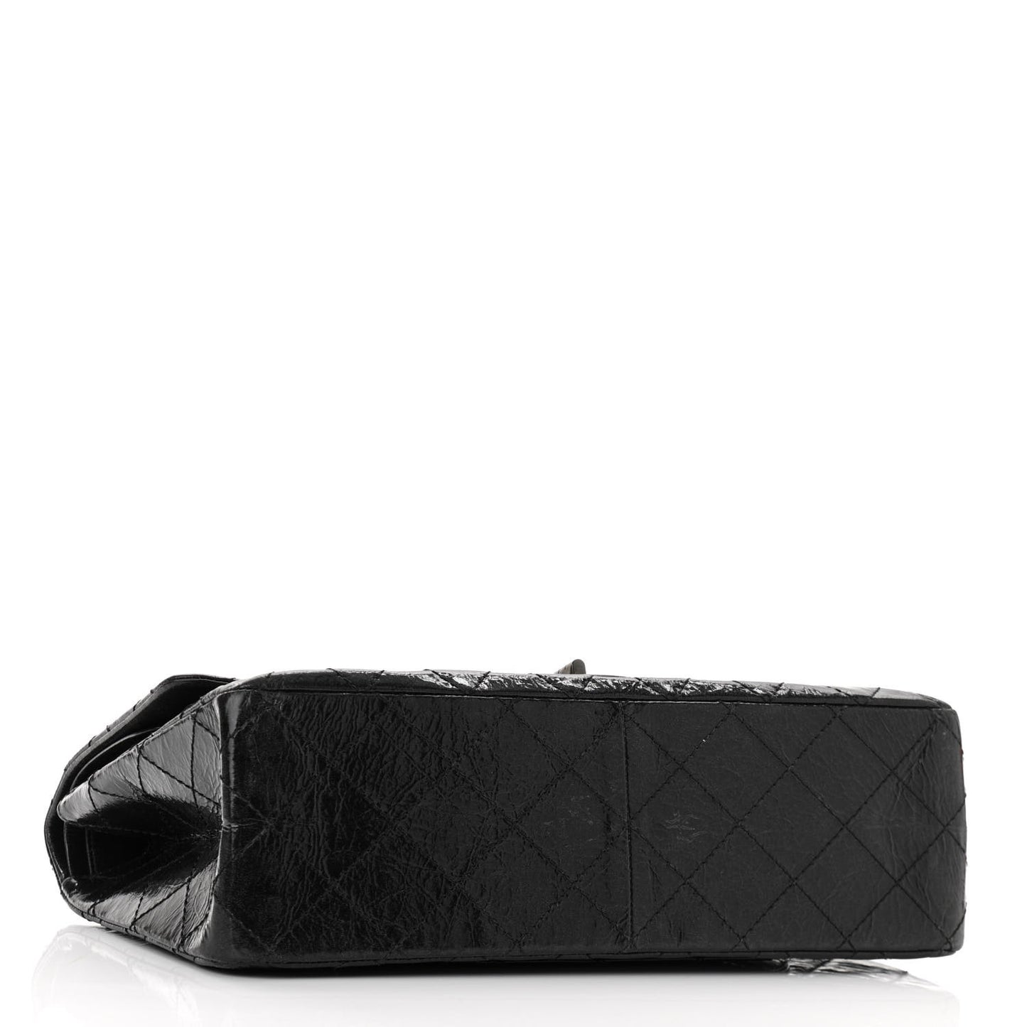 Glazed Aged Calfskin Quilted 2.55 Reissue 227 Flap Black