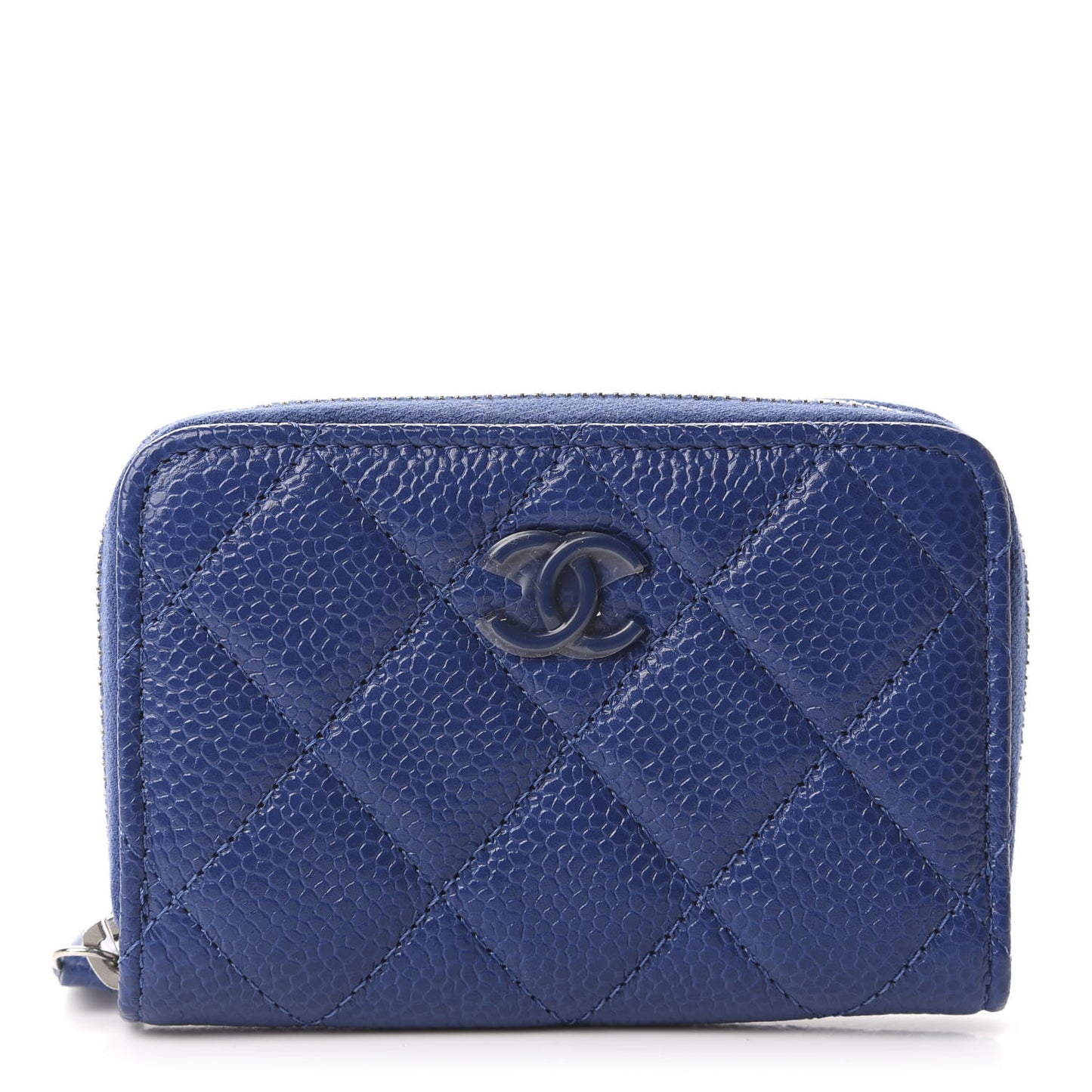 Caviar Quilted Incognito Zip Coin Purse Blue