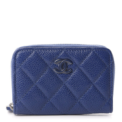Chanel Caviar Quilted Incognito Zip Coin Purse Blue 1 of 8
