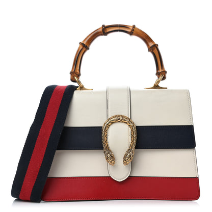 Gucci Calfskin Bamboo Web Medium Dionysus Top Handle Bag White Blue Hibiscus Red 1 of 5