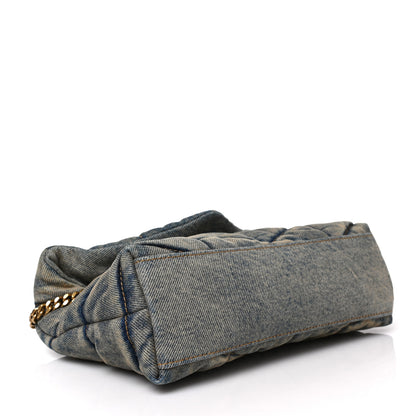 Saint Laurent Denim Quilted Toy Loulou Puffer Monogram Chain Satchel Blue Cinnamon 4 of 9