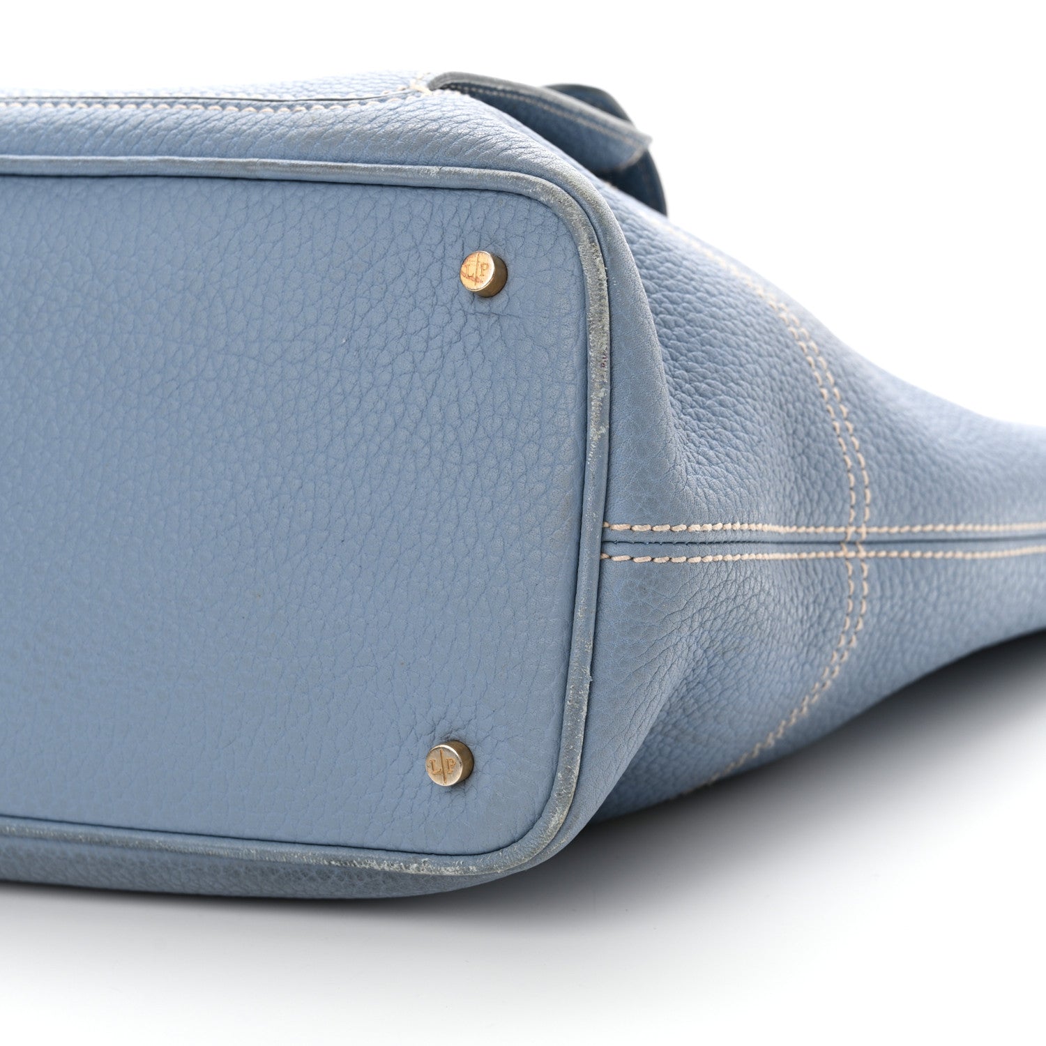 Loro Piana Grained Calfskin Globe Shoulder Bag Sky Blue 9 of 18