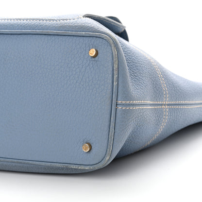 Loro Piana Grained Calfskin Globe Shoulder Bag Sky Blue 9 of 18