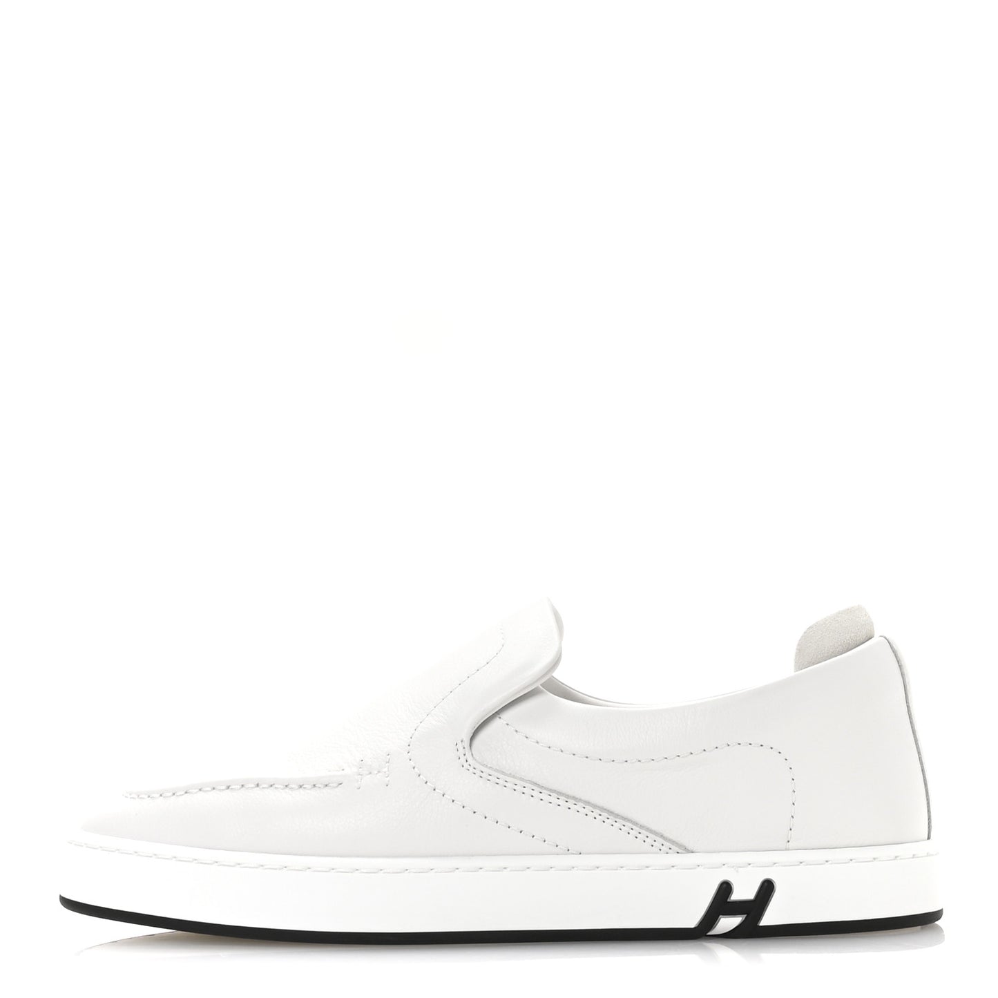 Calfskin Suede Goatskin Kiddy Slip On Sneakers 38 White