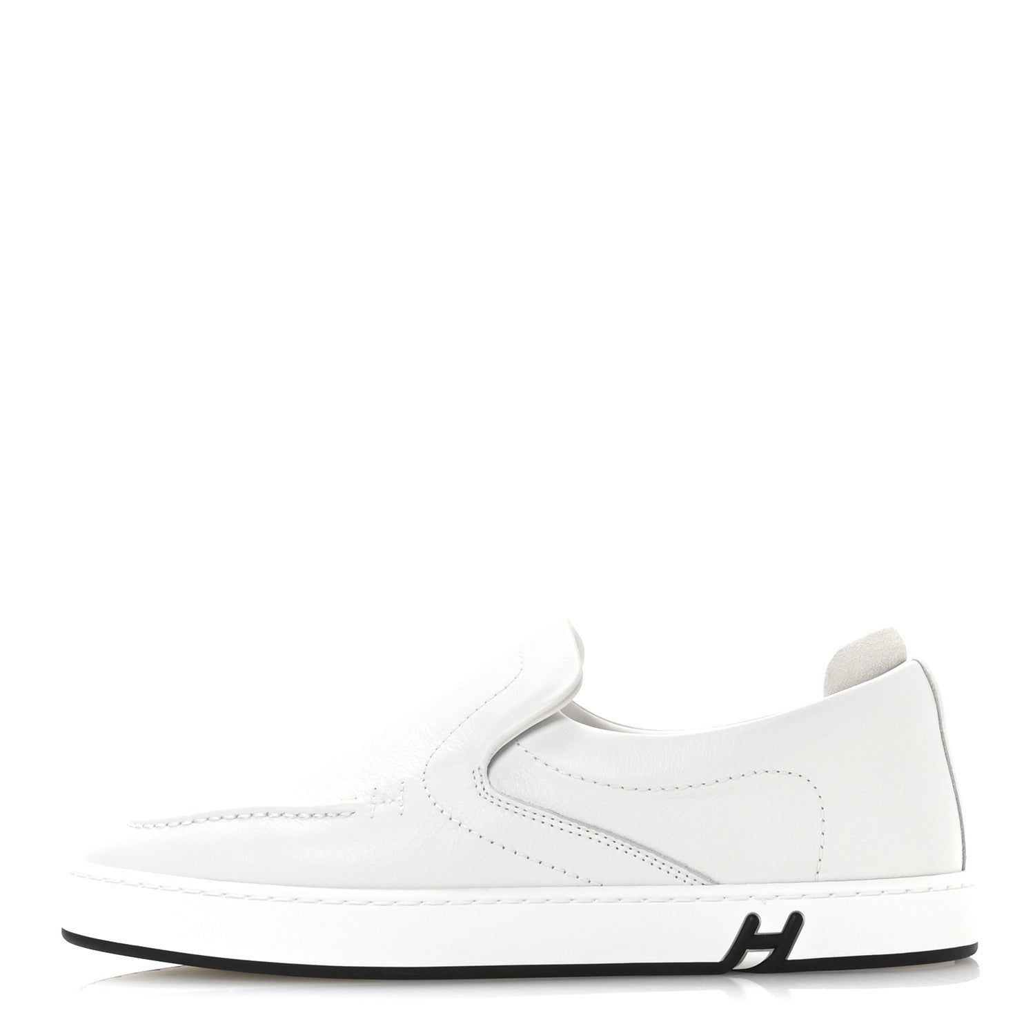 Hermes Calfskin Suede Goatskin Kiddy Slip On Sneakers 38 White 1 of 9