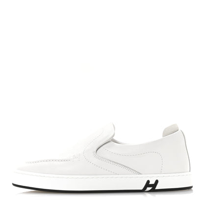Hermes Calfskin Suede Goatskin Kiddy Slip On Sneakers 38 White 1 of 9