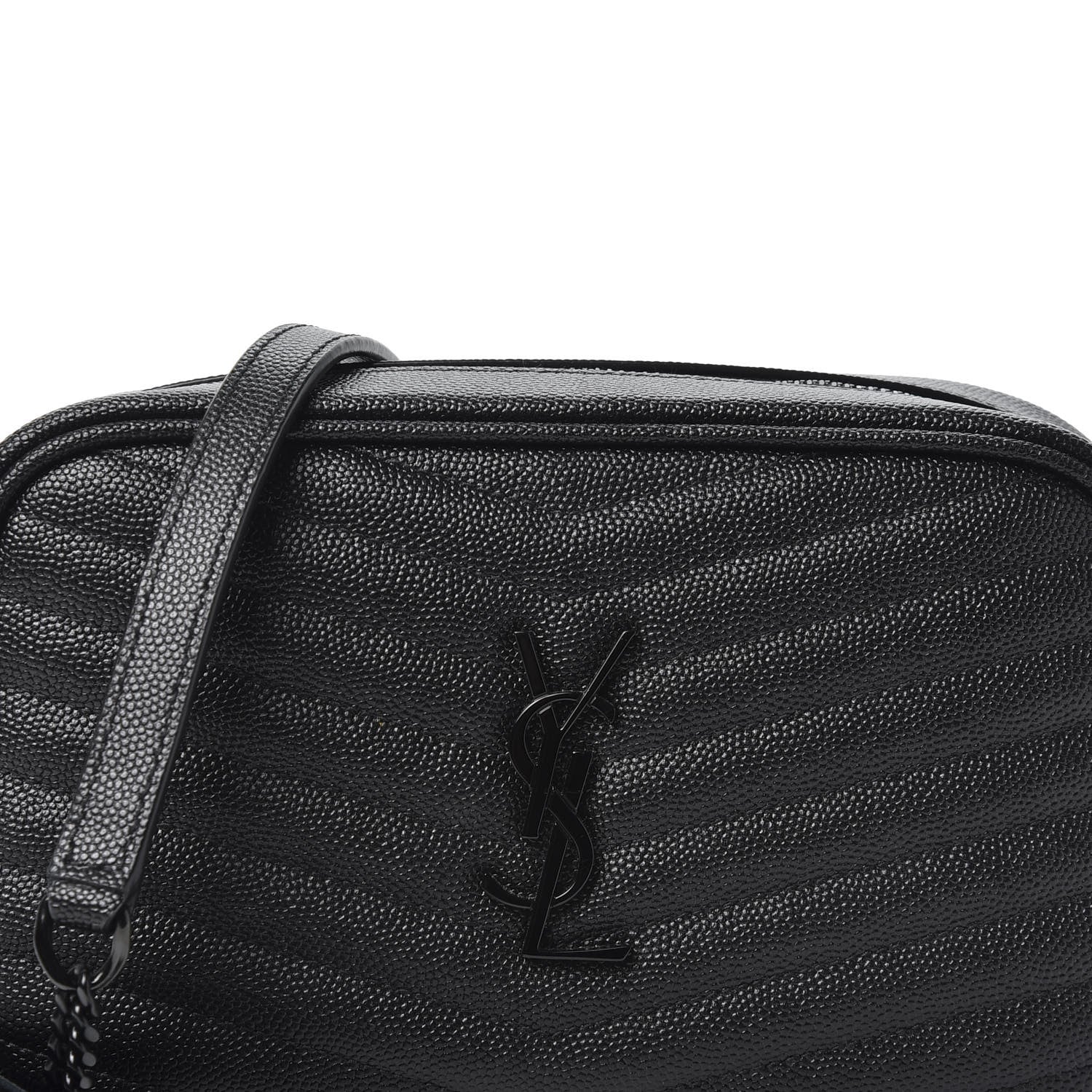 Saint Laurent Grain De Poudre Matelasse Monogram Mini Lou Camera Bag Black 9 of 10