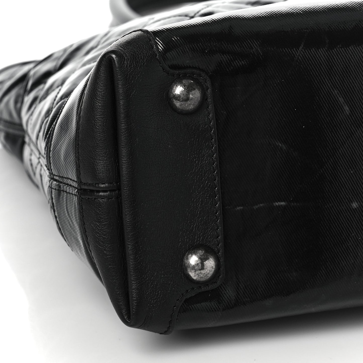 Calfskin Coated Canvas Quilted Tote Black