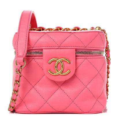 Chanel Calfskin Quilted Small Vanity Case With Chain Coral Pink 1 of 13