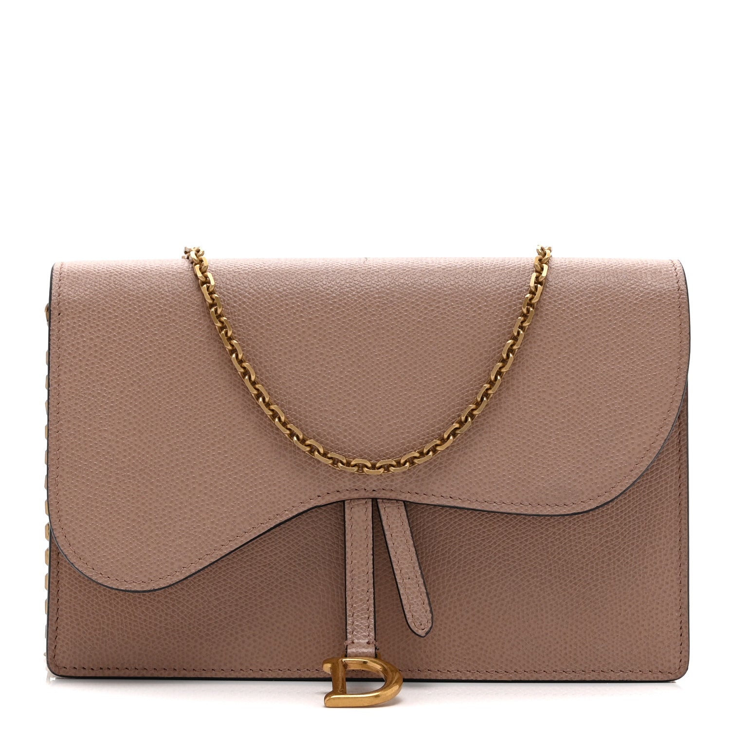 Christian Dior Grained Calfskin Saddle Chain Pouch Blush 1 of 9