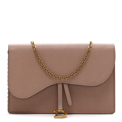 Christian Dior Grained Calfskin Saddle Chain Pouch Blush 1 of 9