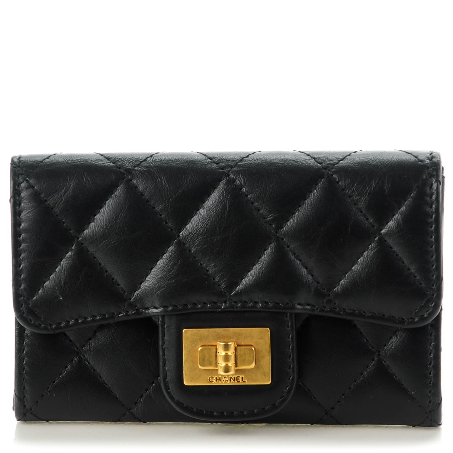 Chanel Aged Calfskin Quilted Reissue Flap Card Holder Black 1 of 8