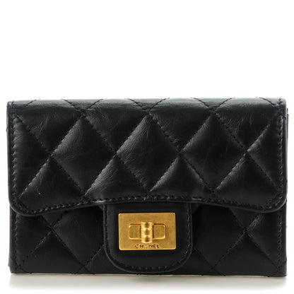 Chanel Aged Calfskin Quilted Reissue Flap Card Holder Black 1 of 8