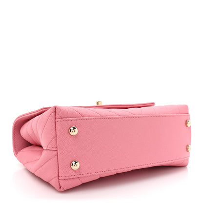 Chanel Caviar Chevron Quilted Mini Coco Handle Flap Pink 4 of 15