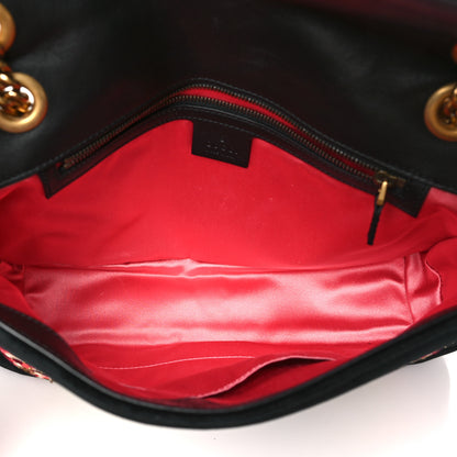 Gucci Velvet Matelasse Loved Embroidered Medium GG Marmont Shoulder Bag Black 5 of 10