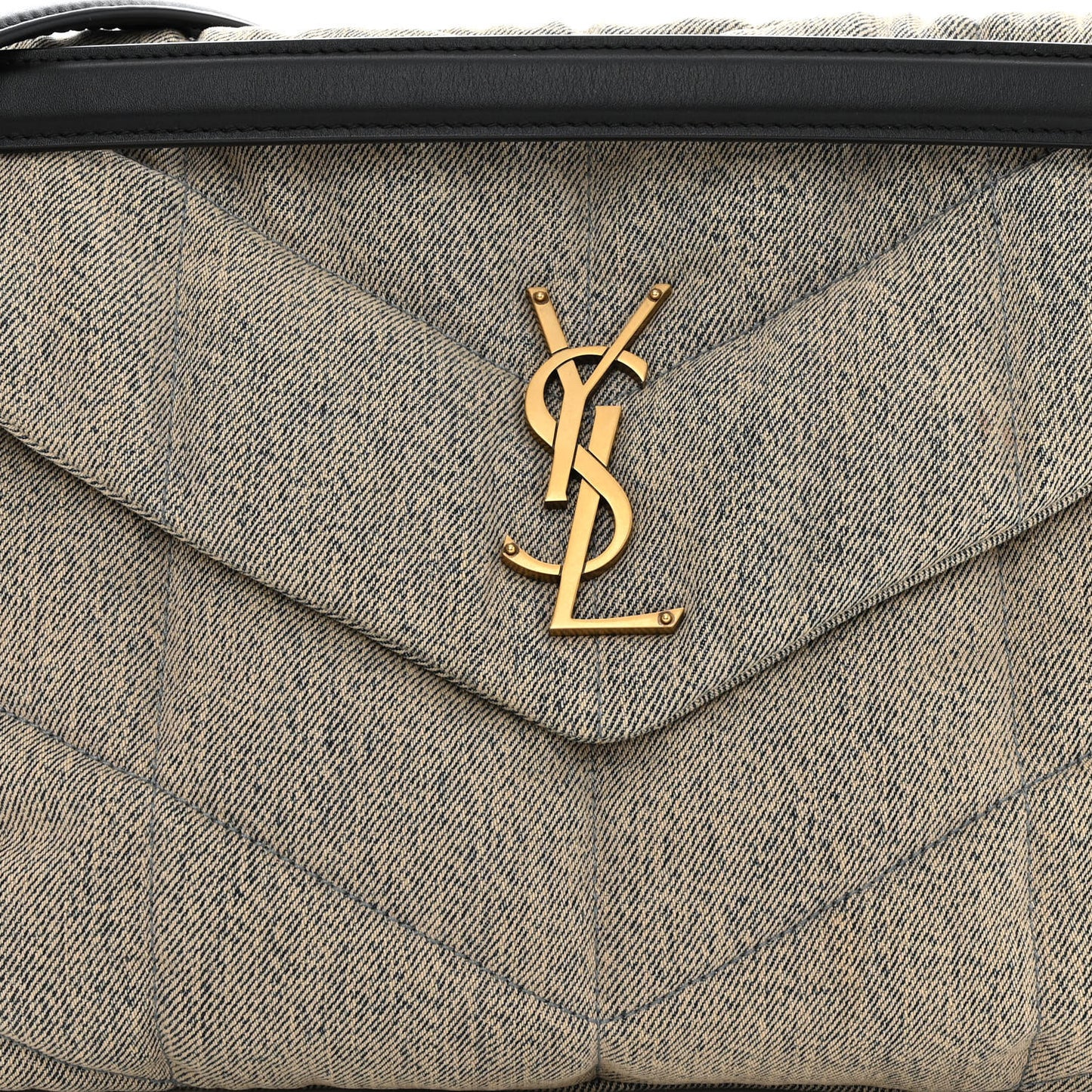Denim Quilted Medium Loulou Puffer Monogram Chain Satchel Azur