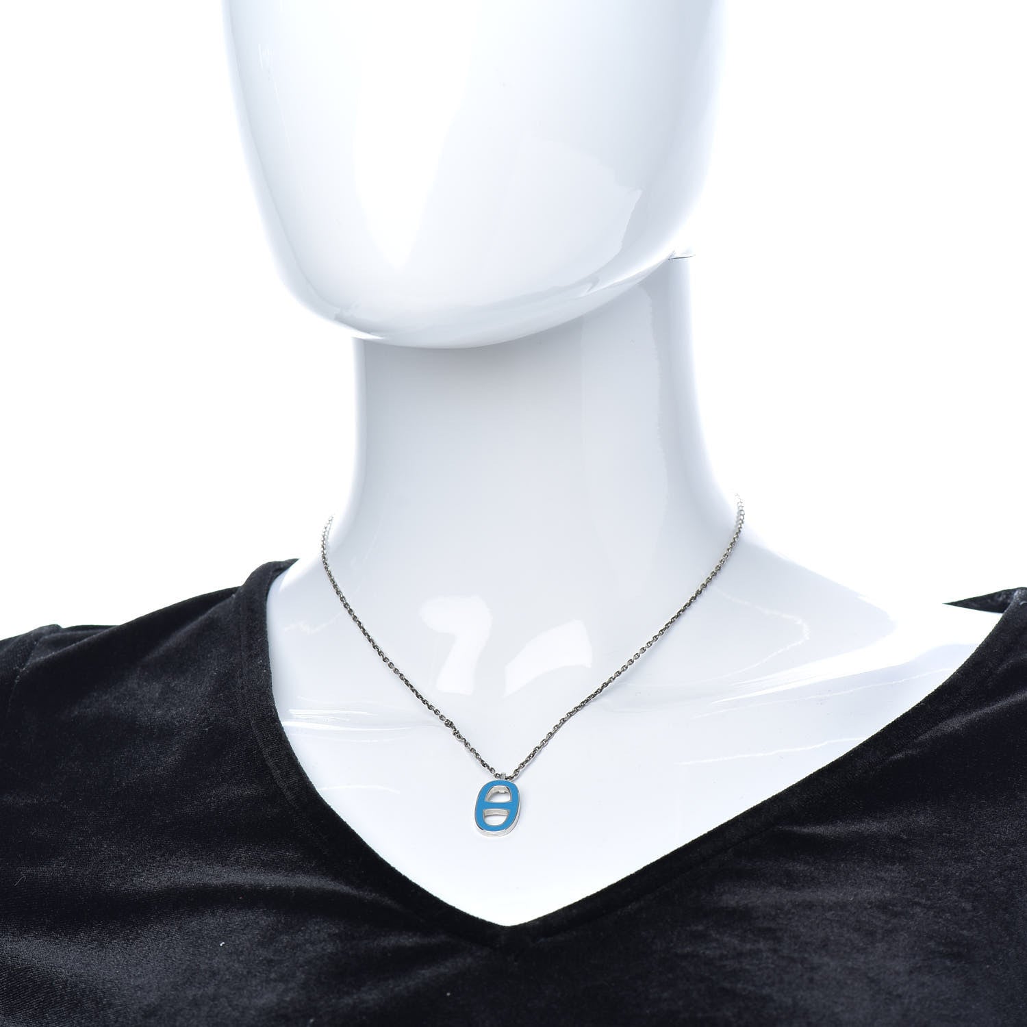 Hermes Laquered Iliade Pendant Necklace Bleu Paradis 1 of 5