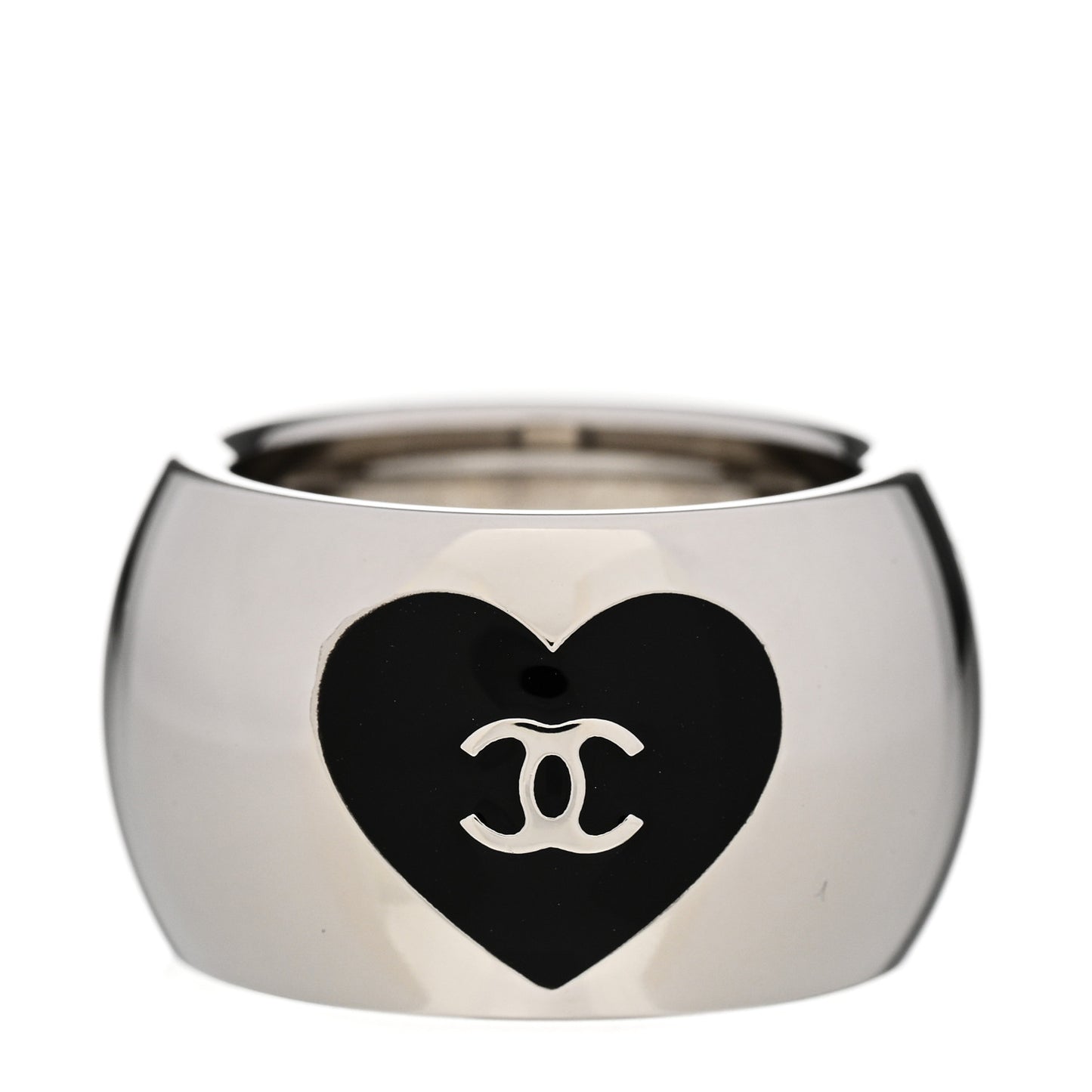 CC Heart Ring 53 6.5 Silver Black