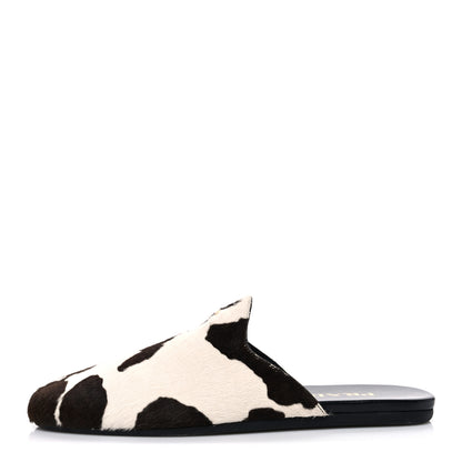 Prada Calf Hair Stampata Cow Loafer Mules 37 White Moro 1 of 9