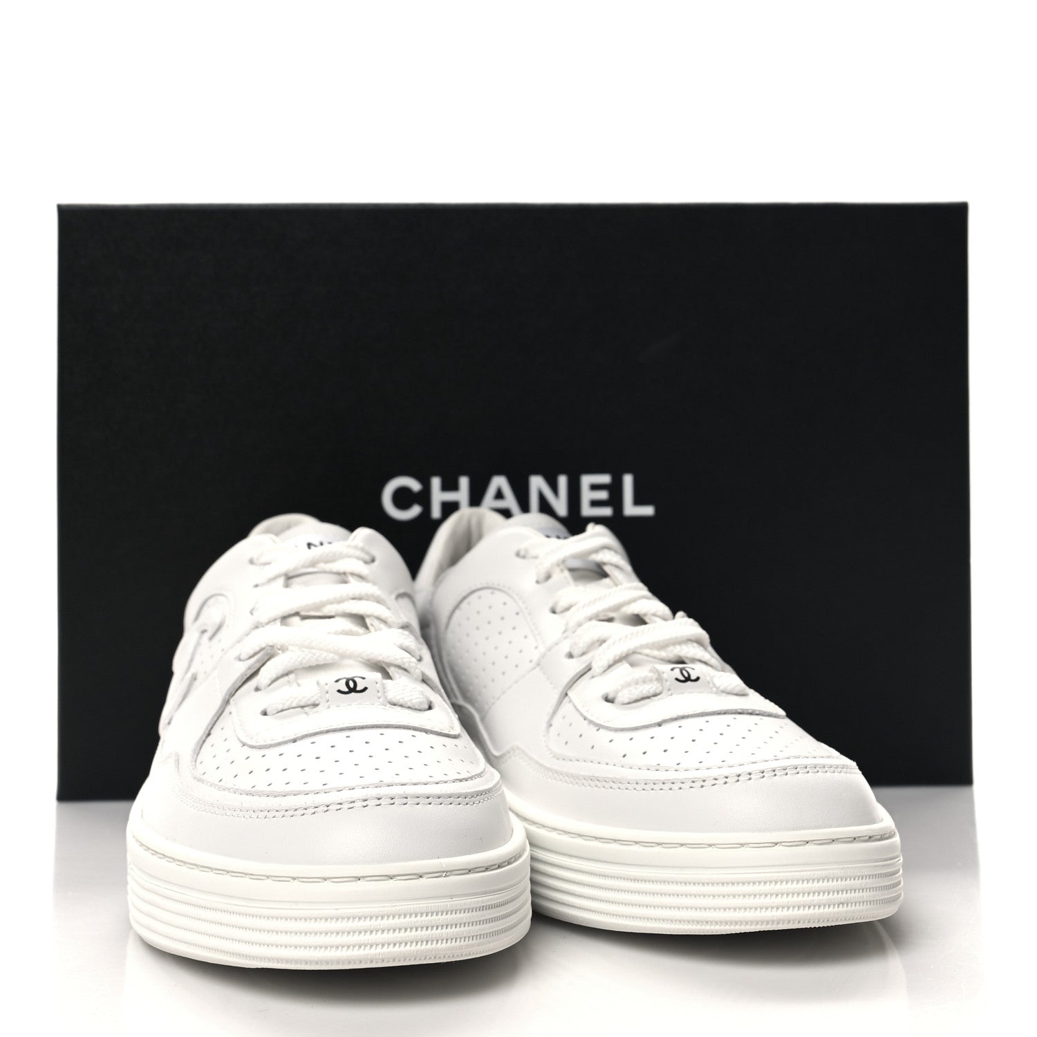 Chanel Calfskin CC Womens Sneakers 38 White 9 of 9