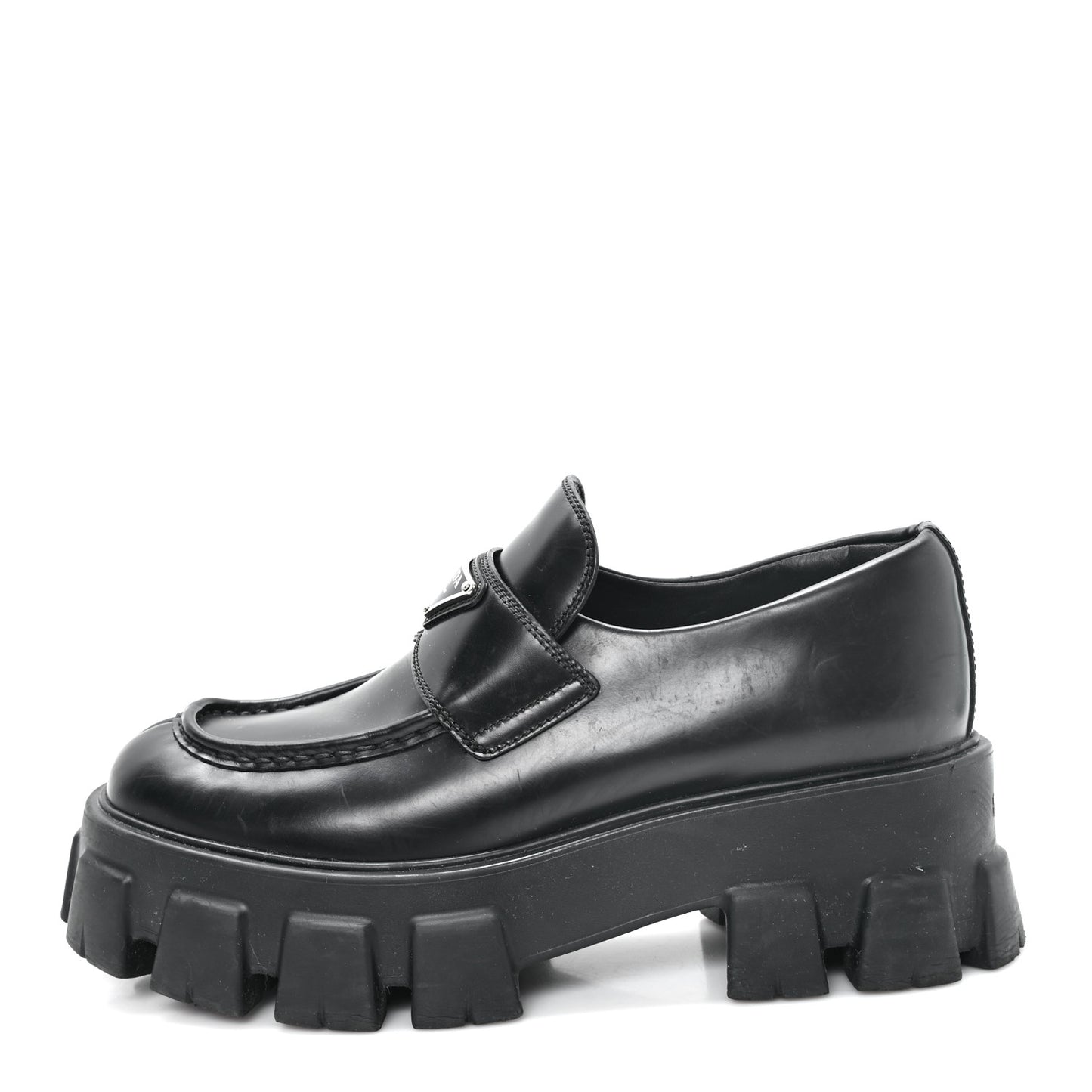 Spazzolato Rois Metal Triangle Logo Monolith 55mm Loafers 38.5 Black 38.5 Black