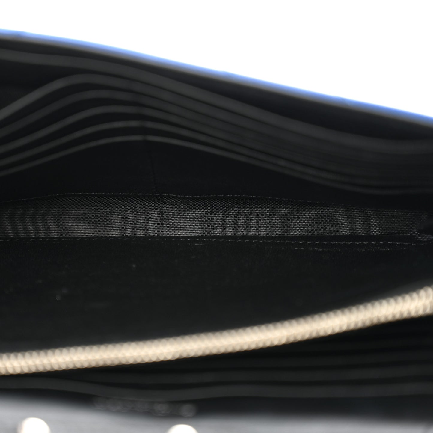 Patent Grain De Poudre Matelasse Chevron Monogram Chain Wallet Blue Majorelle