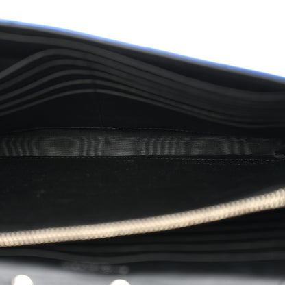 Saint Laurent Patent Grain De Poudre Matelasse Chevron Monogram Chain Wallet Blue Majorelle 6 of 16