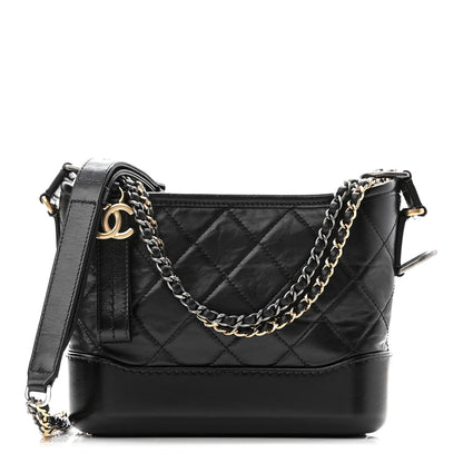 Chanel Aged Calfskin Quilted Small Gabrielle Hobo Black 1 of 11
