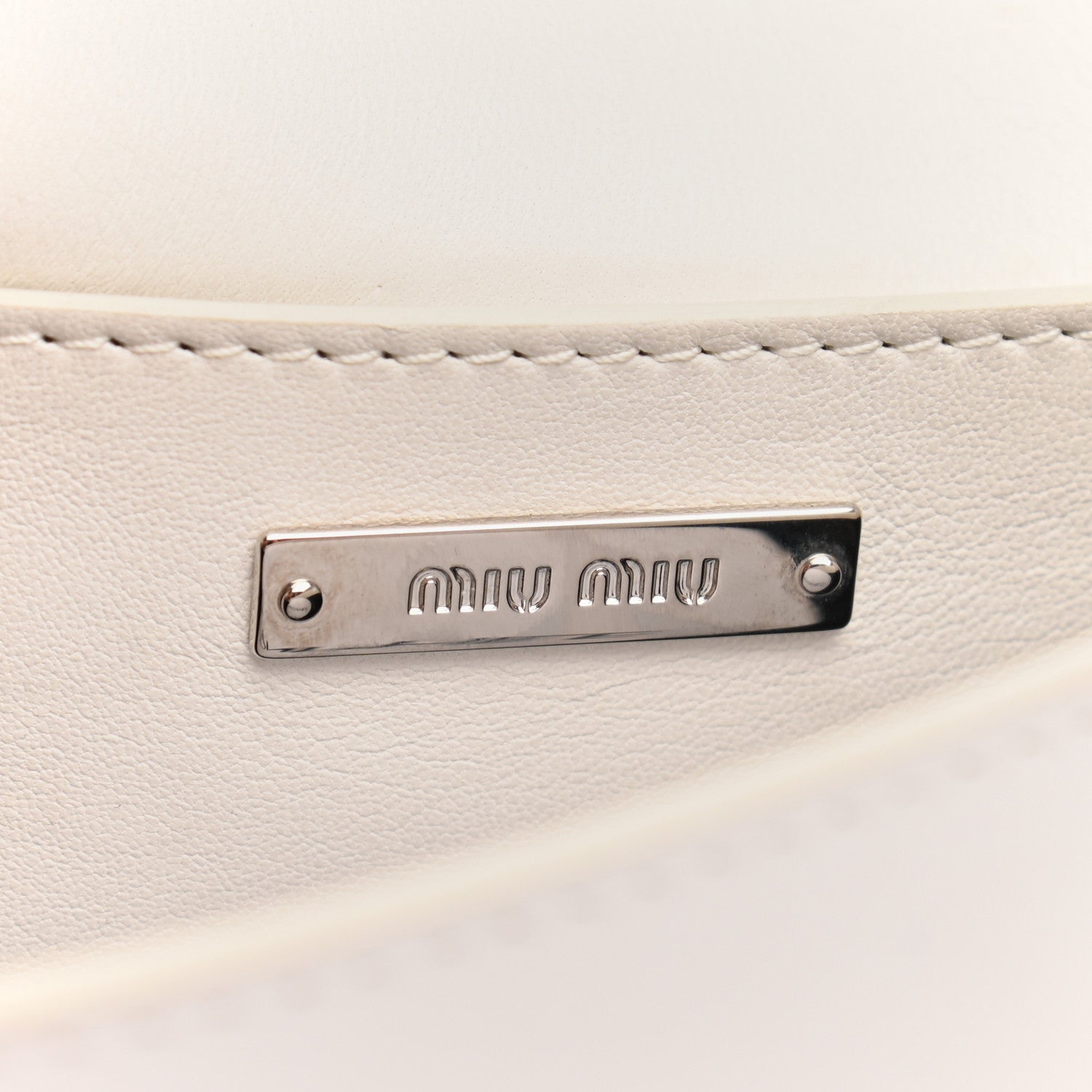 Miu Miu Nappa Matelasse Crystal Embellished Shoulder Bag White 12 of 13