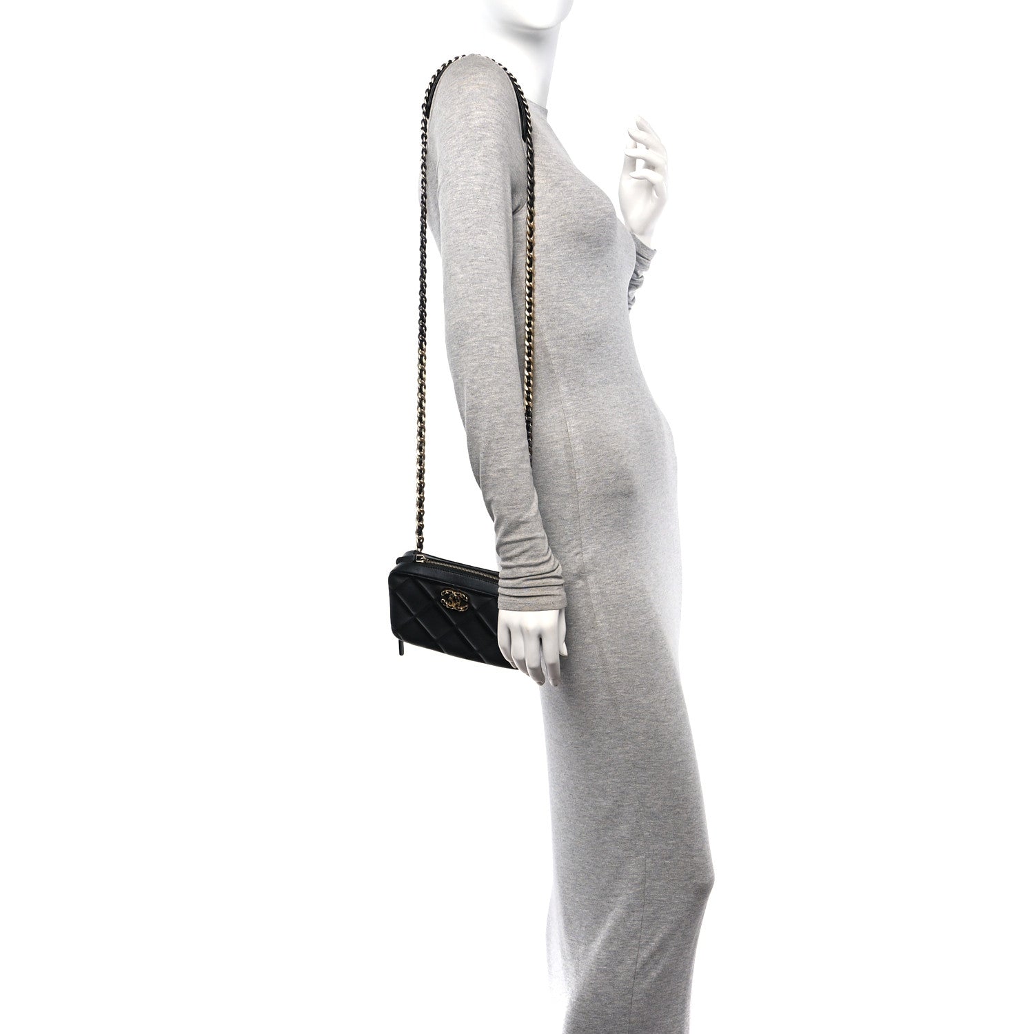 Chanel Lambskin Quilted Chanel 19 Camera Crossbody Case Black 2 of 10