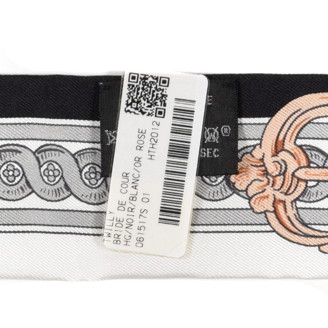 Hermes Silk Bride De Cour Twilly Black White Or Rose 3 of 3
