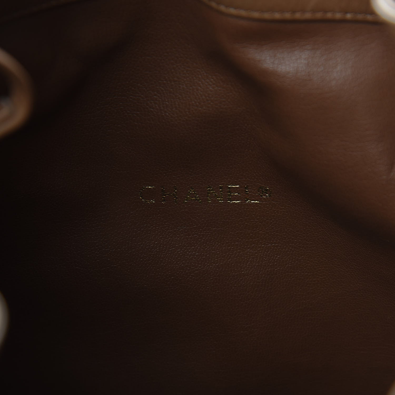 Chanel Lambskin Diamond Stitched CC Drawstring Bag Beige 6 of 10