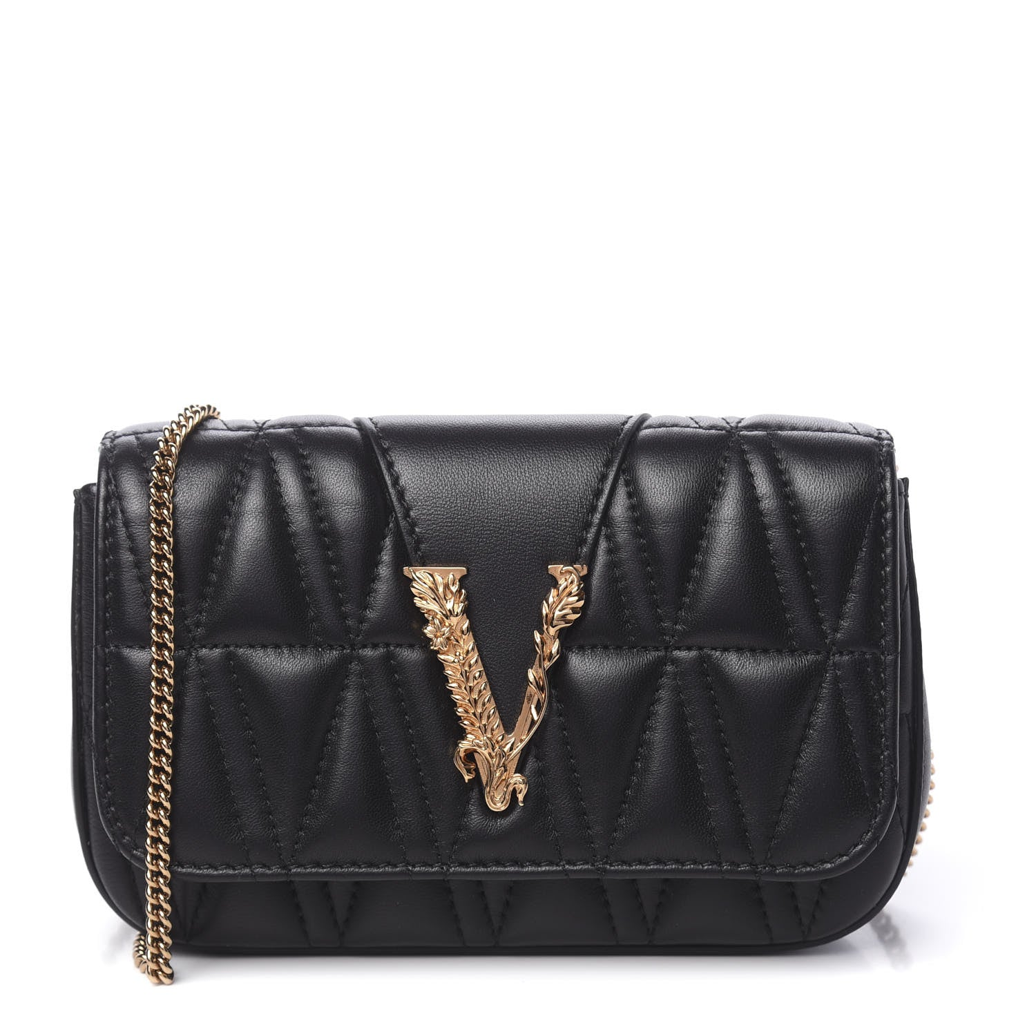 Versace Nappa Quilted Virtus Evening Bag Black 1 of 10