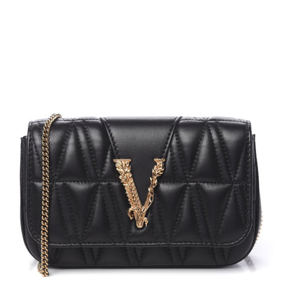 Versace Nappa Quilted Virtus Evening Bag Black 1 of 10