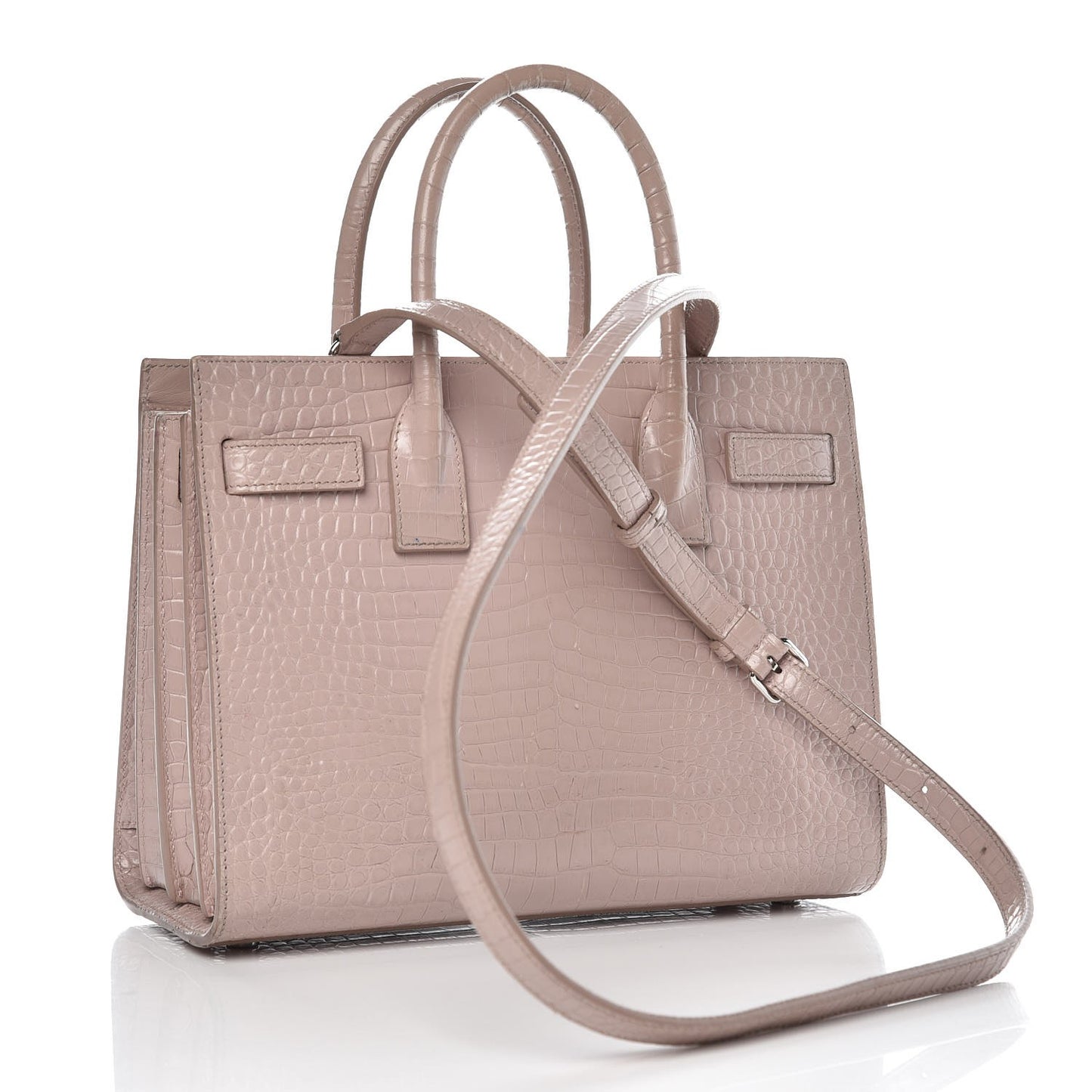Calfskin Crocodile Embossed Baby Sac De Jour Rose Antic