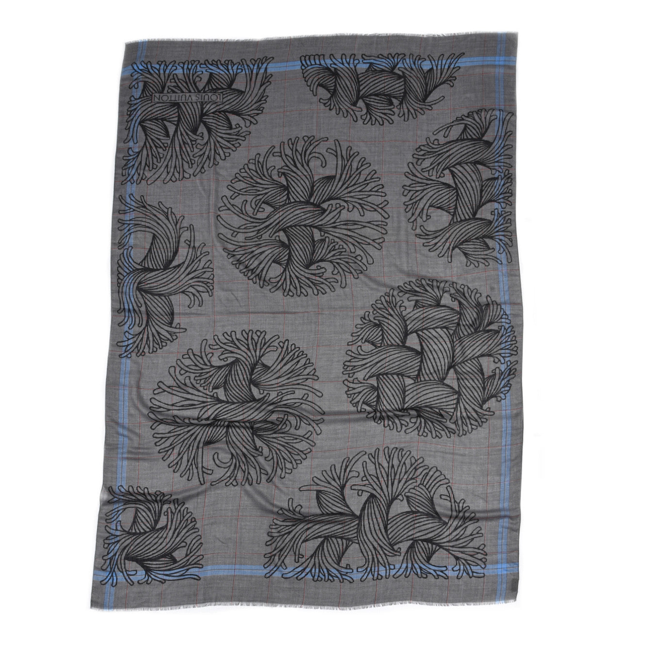 Wool Silk Plaid Printed Scarf Multicolor