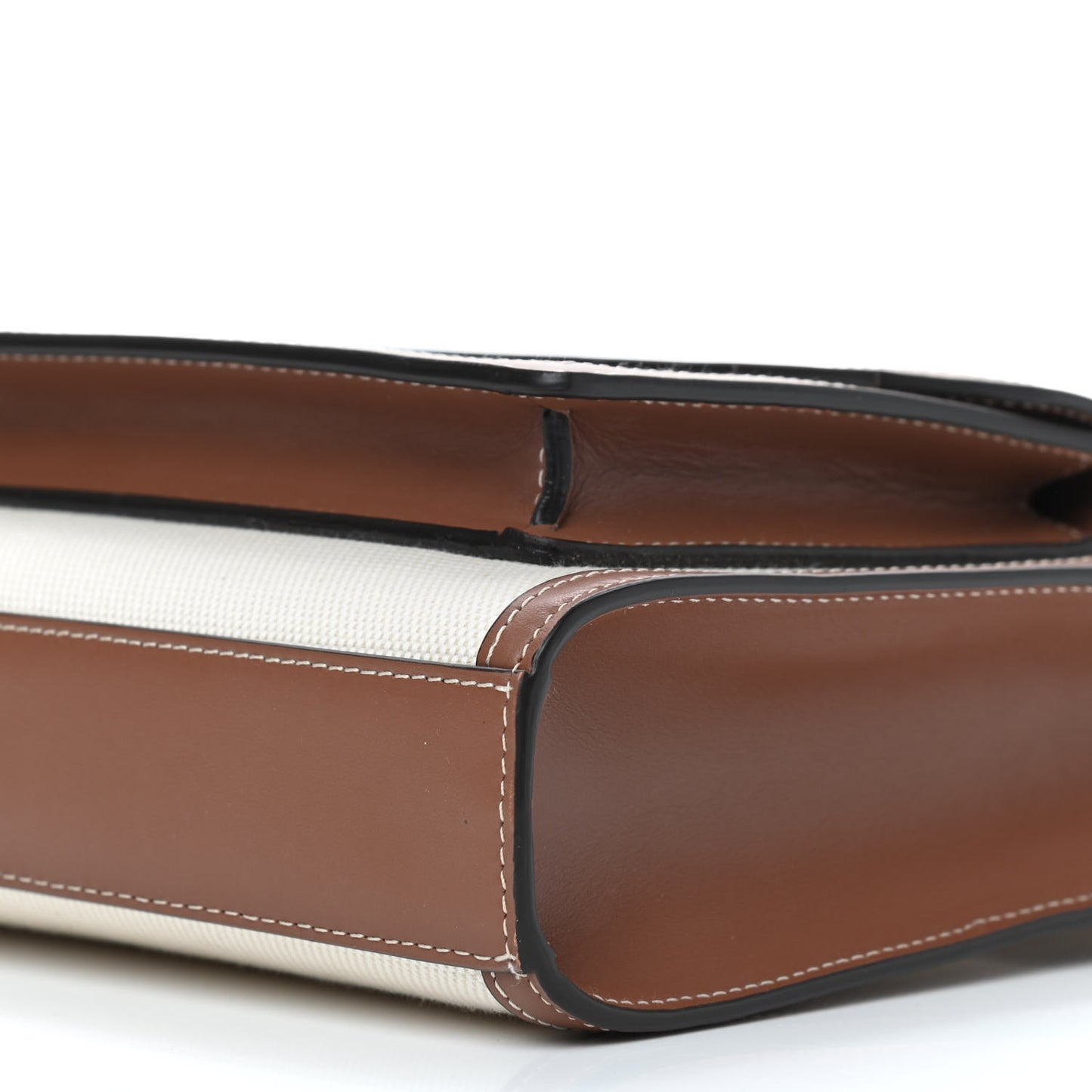 Canvas Smooth Calfskin Two Tone Mini Pocket Bag Natural Malt Brown