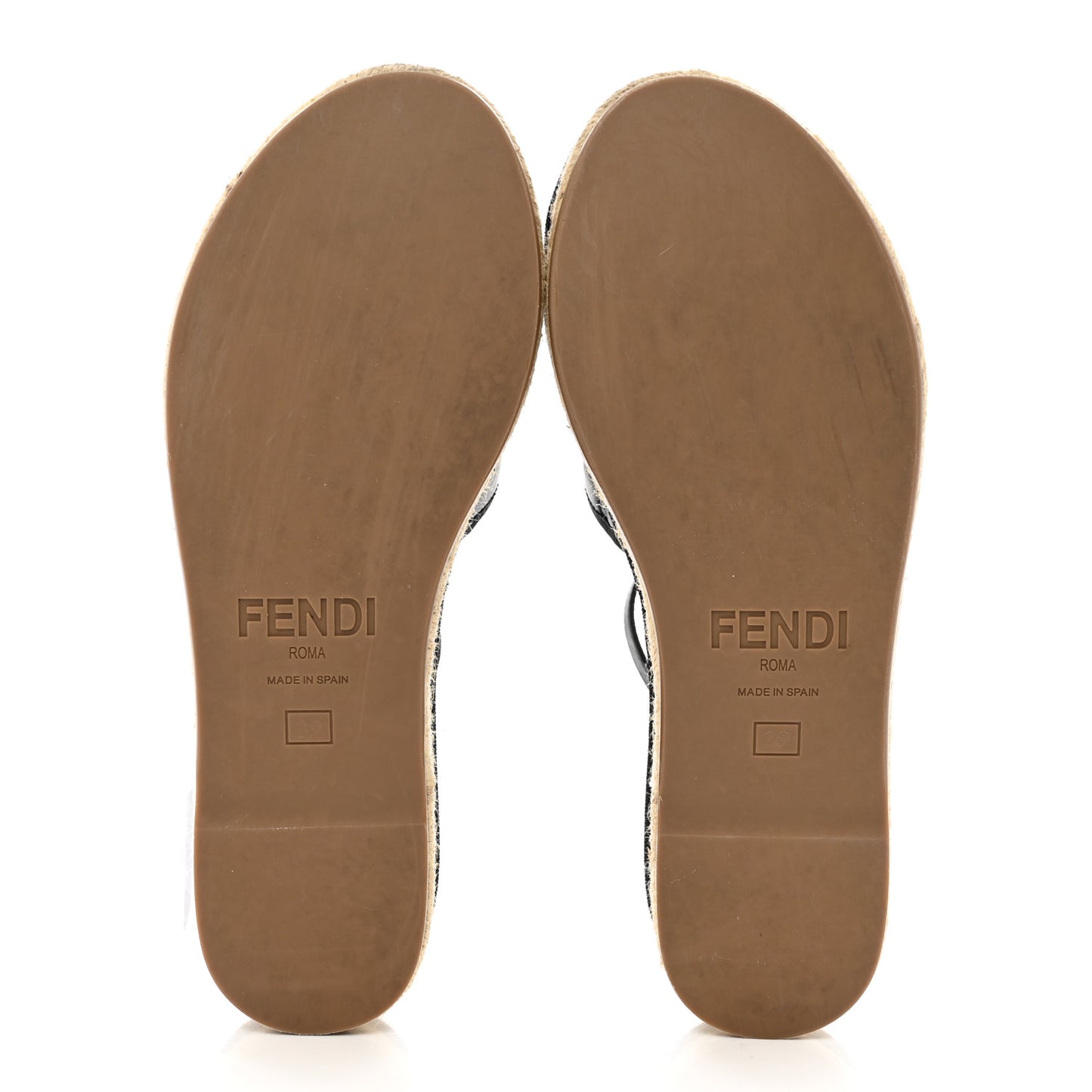 Nappa FF Embossed Espadrille Platform Sandals 39 Black