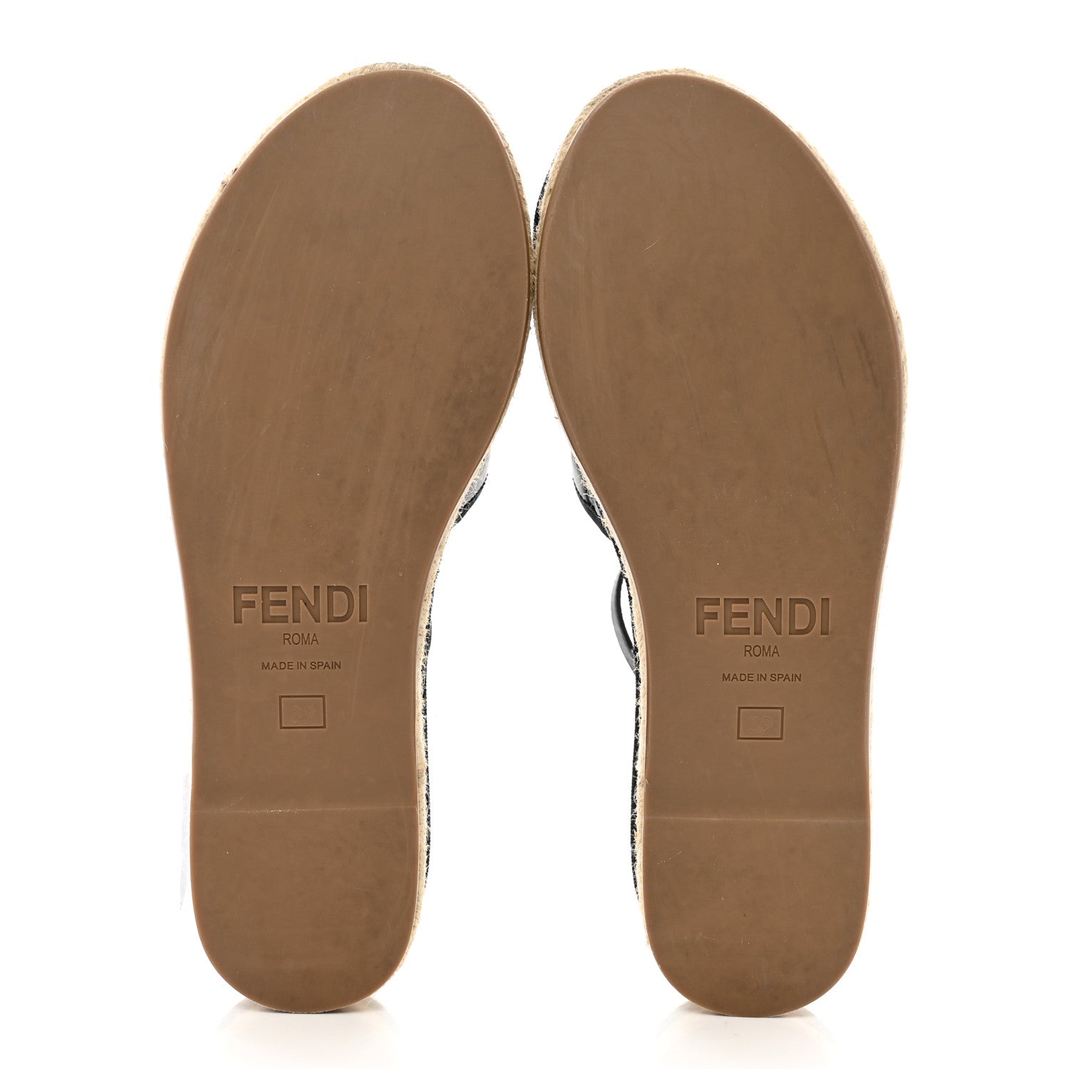 Fendi Nappa FF Embossed Espadrille Platform Sandals 39 Black 5 of 9