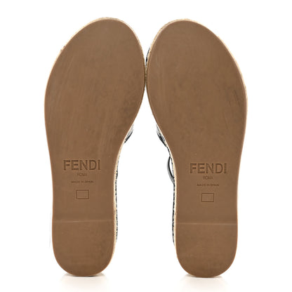 Fendi Nappa FF Embossed Espadrille Platform Sandals 39 Black 5 of 9