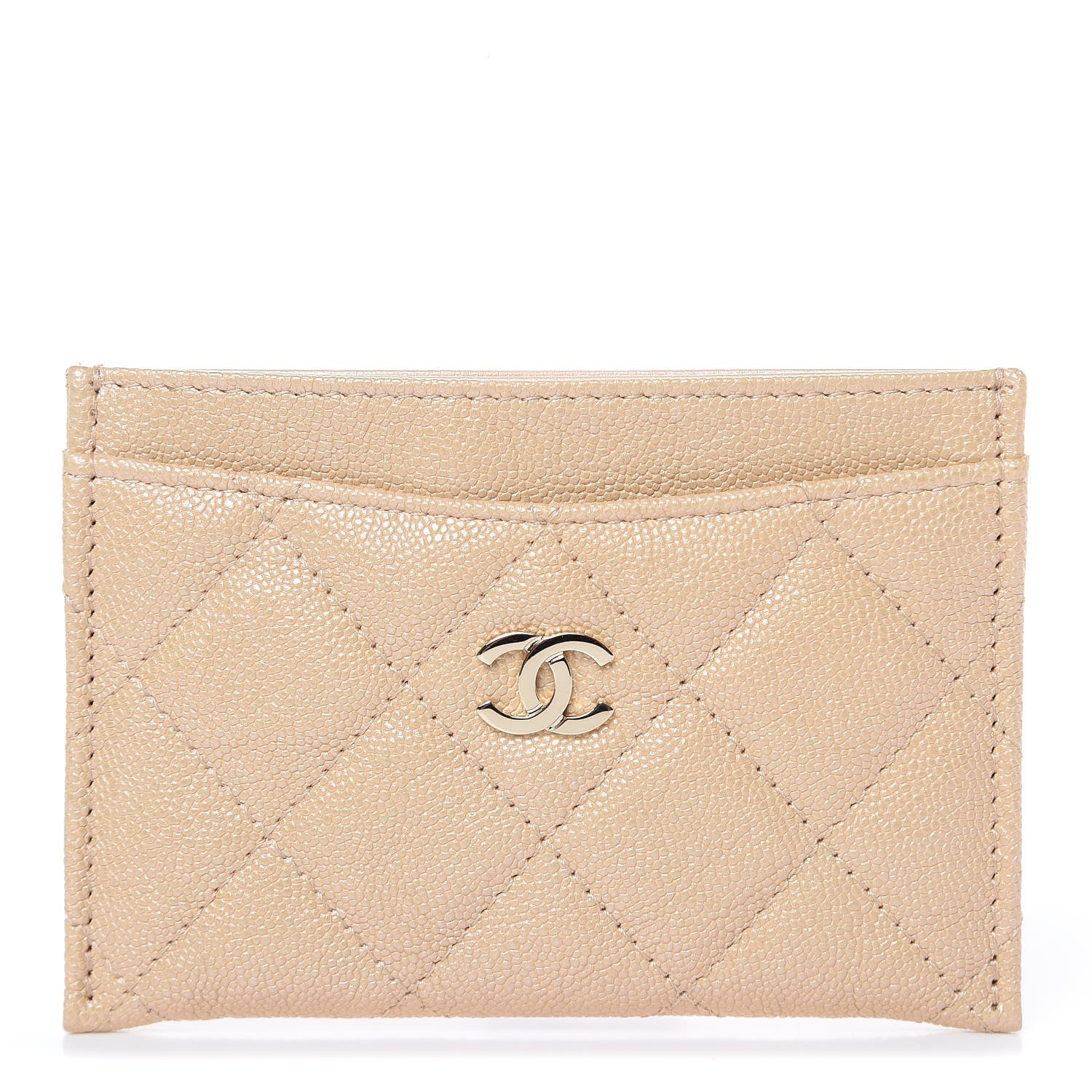 Chanel Iridescent Caviar Quilted Card Holder Beige 1 of 9