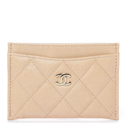 Chanel Iridescent Caviar Quilted Card Holder Beige 1 of 9