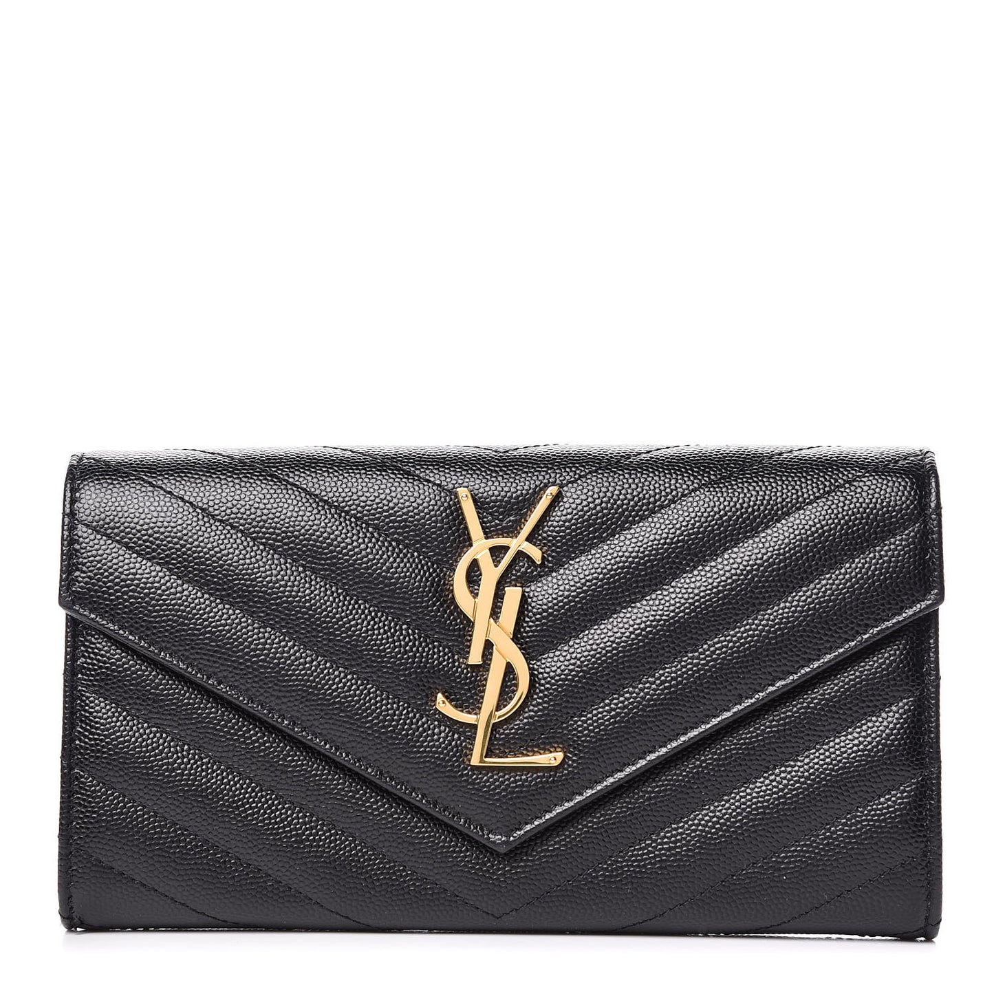 Grain De Poudre Matelasse Chevron Monogram Flap Wallet Black