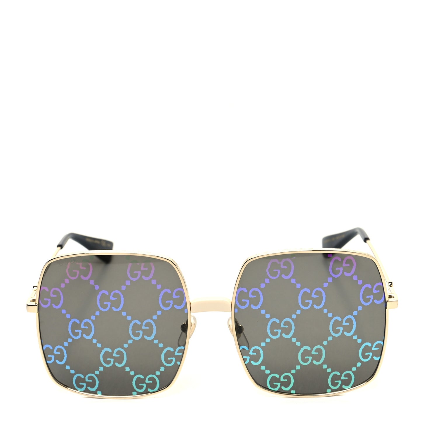Metal Rectangular Frame Sunglasses GG0414S Gold Multicolor