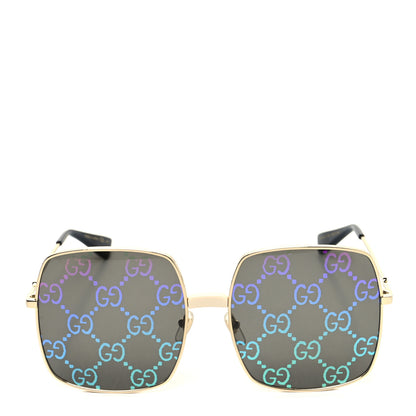 Gucci Metal Rectangular Frame Sunglasses GG0414S Gold Multicolor 2 of 8
